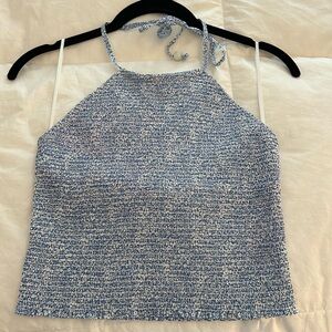 J.Crew Smocked Halter Crop Top Liberty Jacqueline’s Blossom Print Blue Size XS